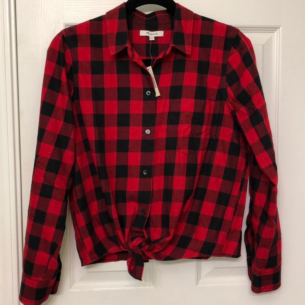Madewell buffalo check tie front shirt ! NWT!